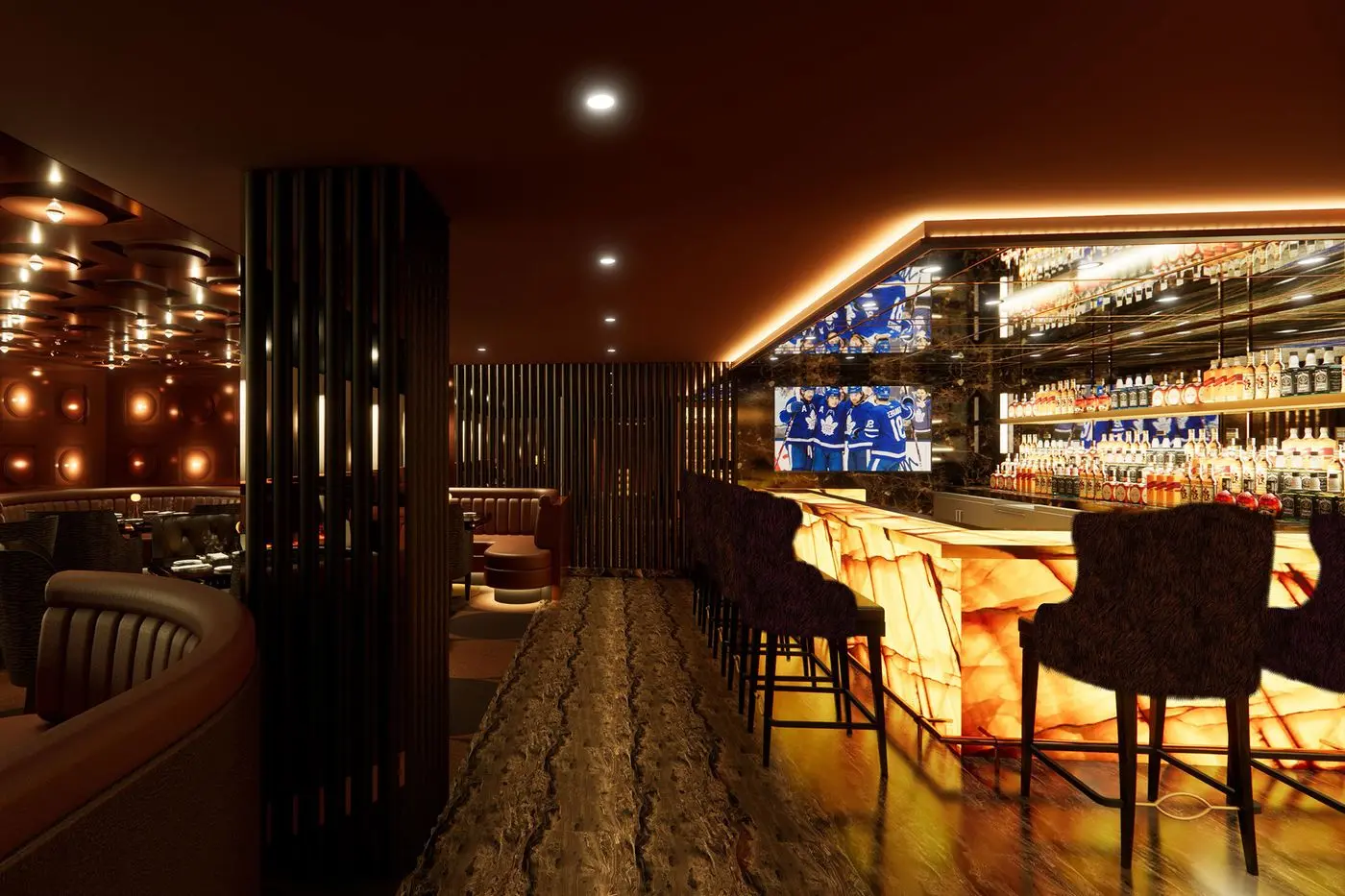 The bar, evening